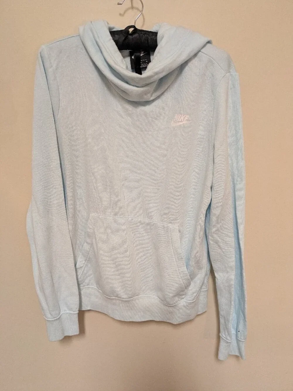 Nike light blue size medium hooded sweatshirt cowl neck cotton women's